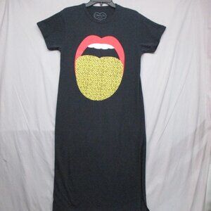 Obsessive Love Graphic Print T-Shirt Dress Side Slit Black Women Size | S